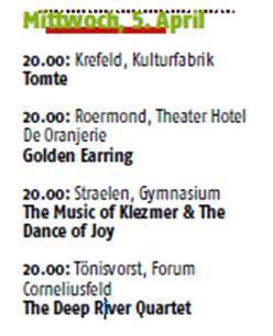 Golden Earring show announcement Roermond Kult magazine 2006